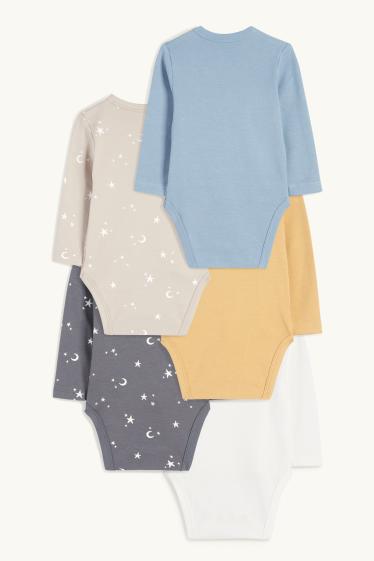 Bébés garçons - Lot de 5 - petites étoiles - bodys bébé - gris foncé