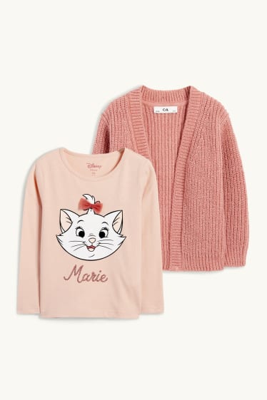 Nena - Els Aristogats - conjunt - samarreta de màniga llarga i jaqueta de punt - 2 peces - rosa fosc