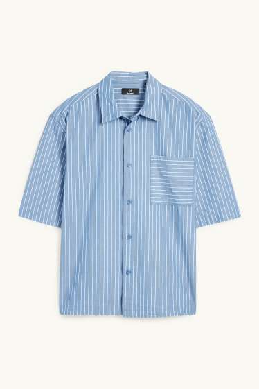 Hommes - Chemise - relaxed fit - col kent - à rayures - bleu