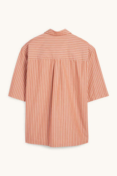 Hommes - Chemise - relaxed fit - col kent - à rayures - terracotta