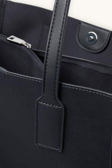 Dona - Bossa shopper gran - pell sintètica - blau fosc