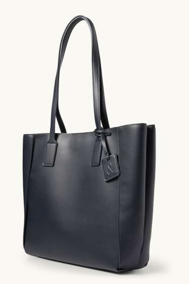 Dona - Bossa shopper gran - pell sintètica - blau fosc