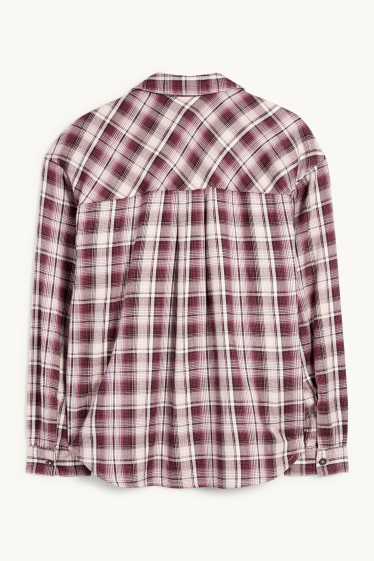 Bambine - Camicia - a quadretti - bordeaux