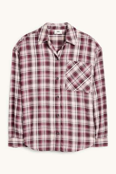 Bambine - Camicia - a quadretti - bordeaux