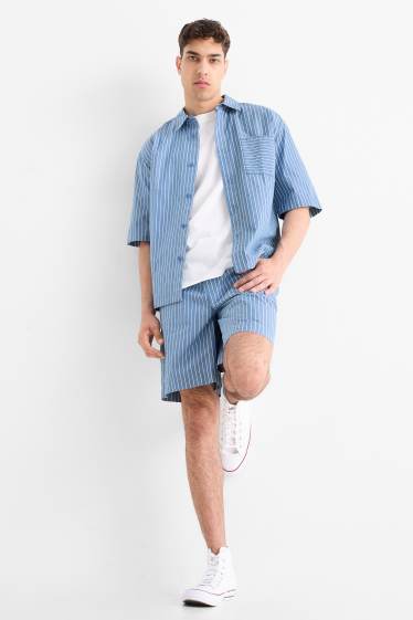 Pánské - Šortky - pruhované - modrá/bílá