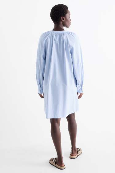 Dámské - Halenkové šaty - pruhované - světle modrá