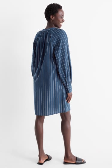 Dámské - Halenkové šaty - pruhované - tmavomodrá