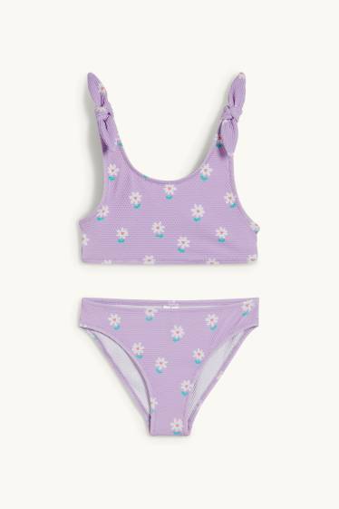 Enfants filles - Bikini - LYCRA® XTRA LIFE™ - 2 pièces - à fleurs - violet clair