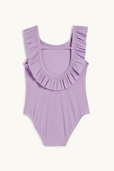 Kinder Mädchen - Badeanzug - LYCRA® XTRA LIFE™ - gerippt - hellviolett