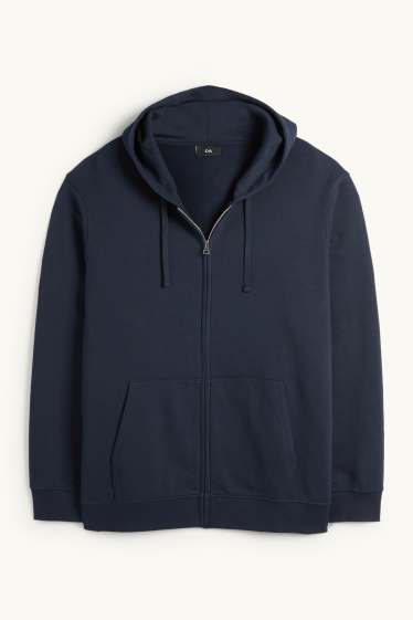 Hommes - Sweat zippé à capuche - bleu foncé