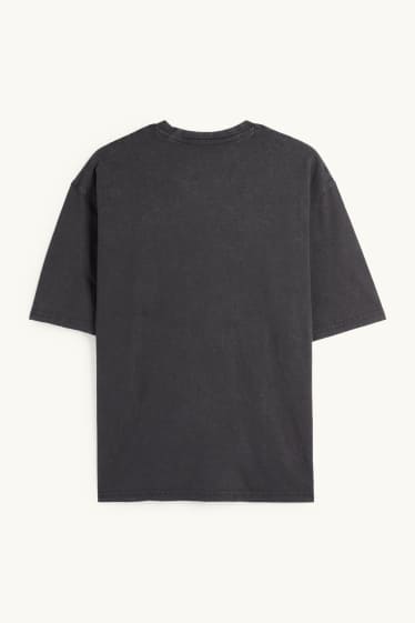 Heren - T-shirt - oversized - KISS - antraciet