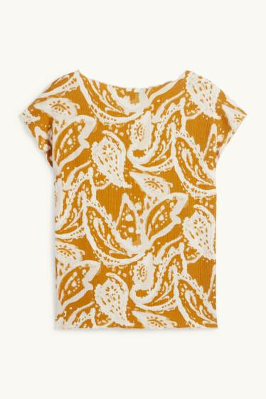 Dona - Samarreta de màniga curta - estampada - estructurada - groc