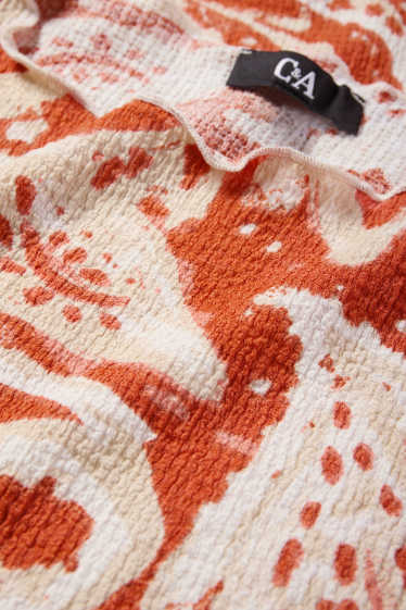 Damen - T-Shirt - Regular Fit - gemustert - strukturiert - orange