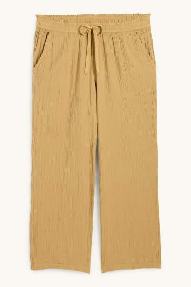 Damen - Stoffhose - Mid Waist - Comfort Fit - strukturiert - senfgelb