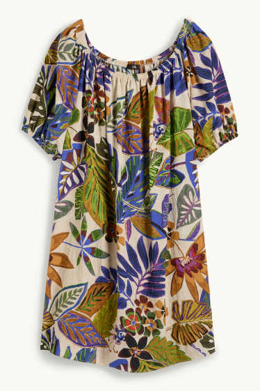 Donna - Vestito svasato - fiori - colorato
