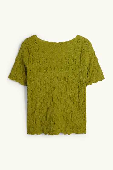 Femmes - T-shirt - regular fit - finition texturée - vert