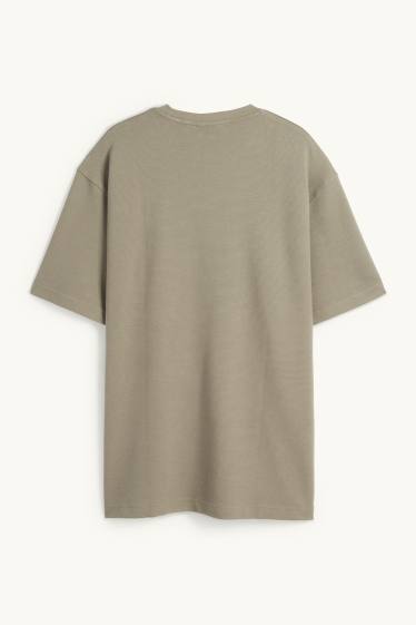 Herren - T-Shirt - Relaxed Fit - gerippt - khaki