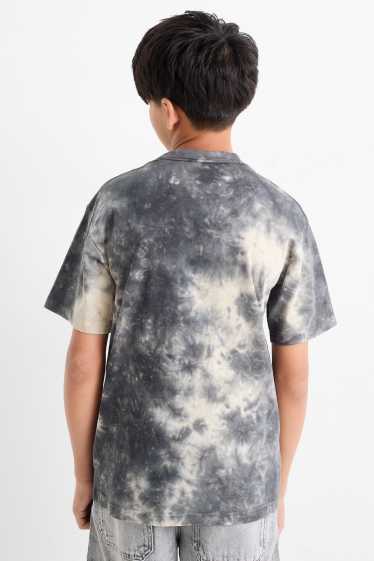 Kinder Jungen - Kurzarmshirt - gemustert - grau