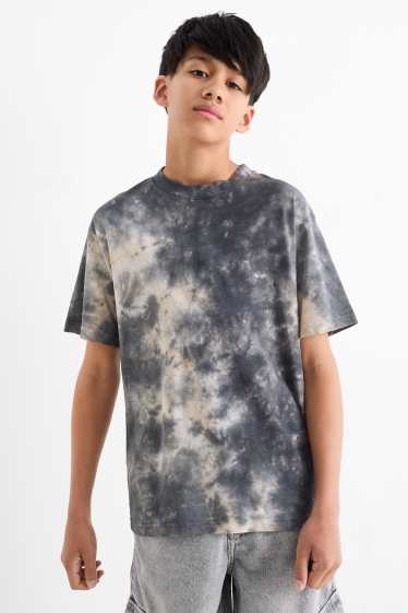 Kinder Jungen - Kurzarmshirt - gemustert - grau