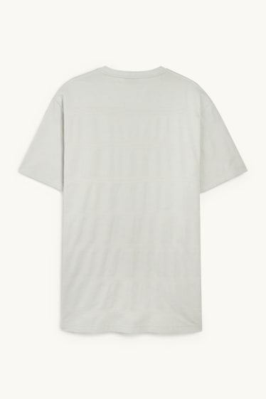 Men - T-shirt - regular fit - textured - light gray