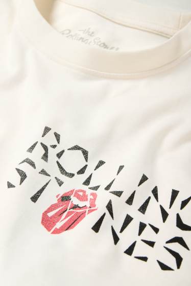 Pánské - Tričko - relaxed fit - Rolling Stones - krémově bílá