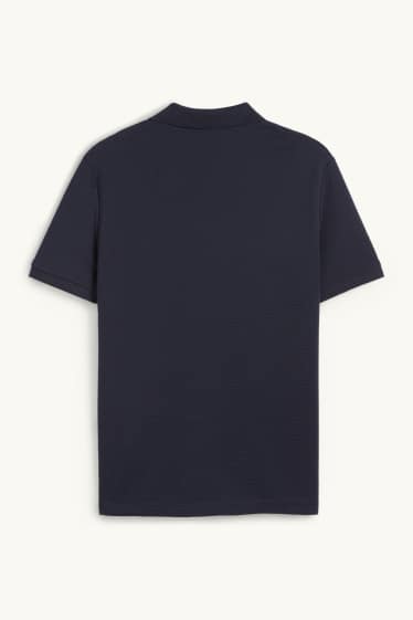 Home - Polo - regular fit - acanalat - blau fosc
