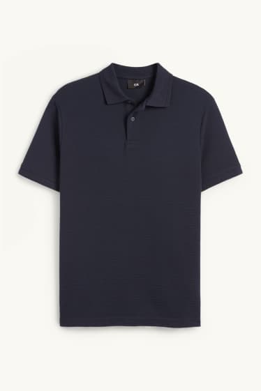 Home - Polo - regular fit - acanalat - blau fosc