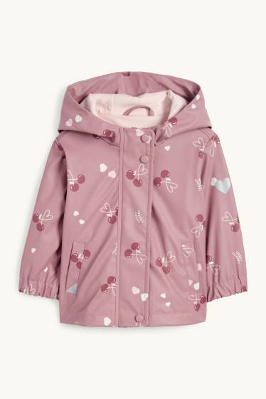 Neonate - Ciliegia - giacca per la pioggia con cappuccio per neonate - impermeabile - rosa scuro