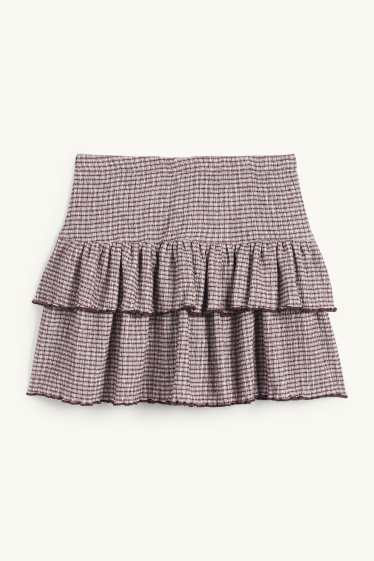 Femei - Fustă mini - cu dungi - structurată - violet