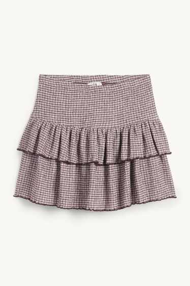 Femei - Fustă mini - cu dungi - structurată - violet