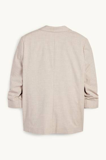 Femmes - Blazer long - regular fit - finition texturée - beige