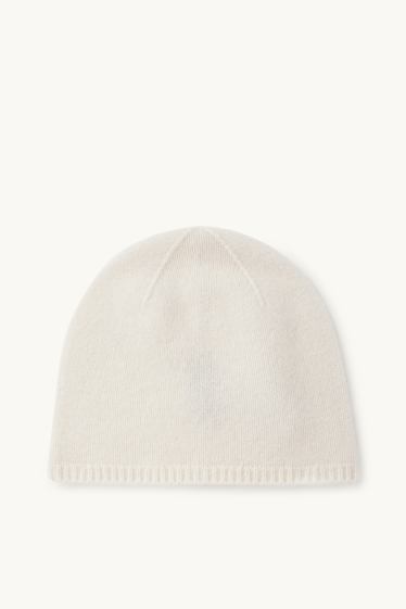 Damen - Kaschmir-Beanie - cremeweiß