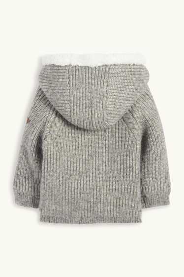 Nadó nen - Jaqueta de punt amb caputxa per a nadó - acanalada - gris