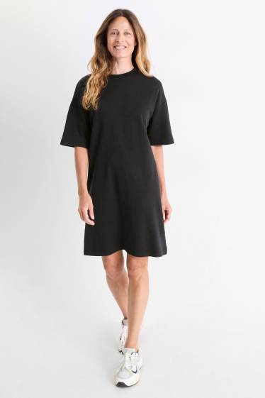 Dames - T-shirt-jurk - zwart