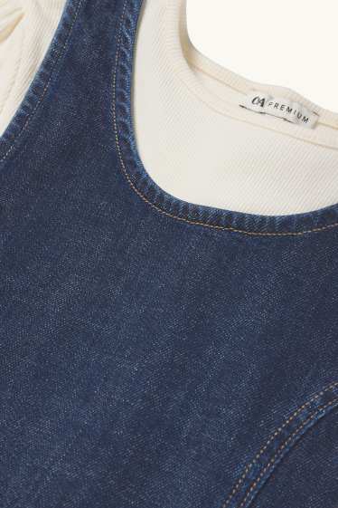 Kinder Mädchen - Set - Langarmshirt und Jeanskleid - 2 teilig - dunkeljeansblau