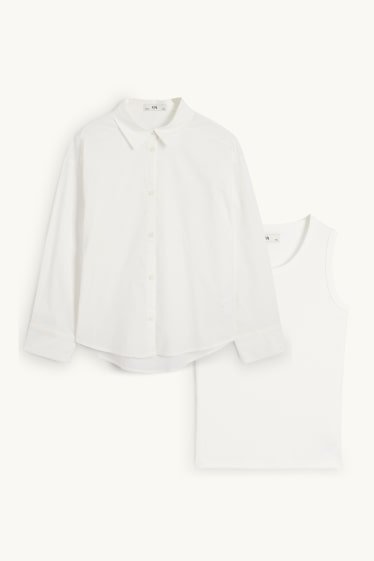 Kinder Mädchen - Set - Hemd und Singlet - 2 teilig - weiss