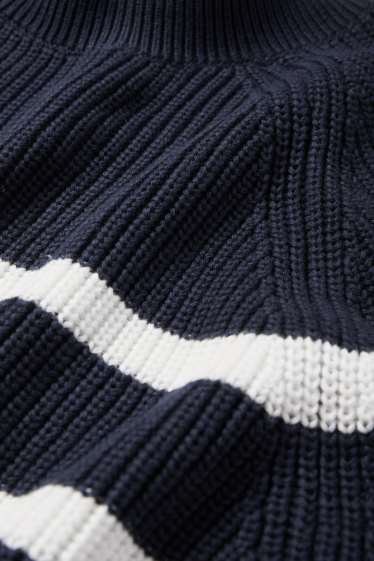 Women - Jumper - ribbed - striped - dark blue