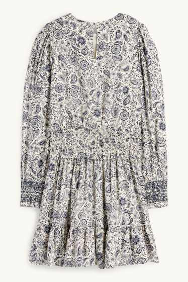 Children Girls - Dress - floral - blue / white