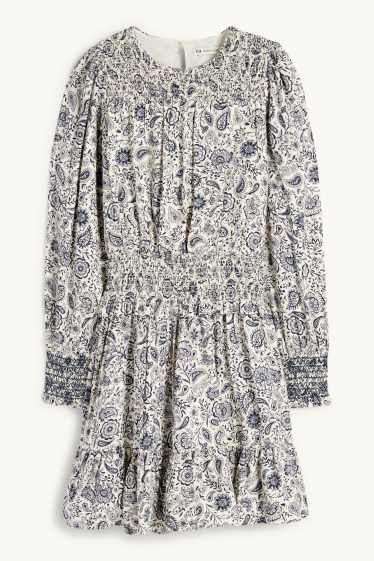 Children Girls - Dress - floral - blue / white