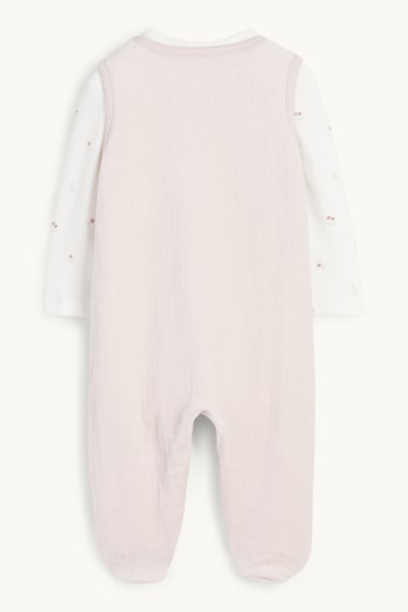 Neonate - Fiorellini, capriolo e riccio - set con tutina - 2 pezzi - bianco / rosa