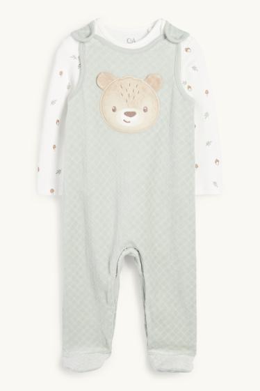 Unisex - Bärchen - Strampler-Set - 2 teilig - mintgrün