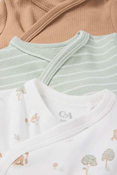 Unisex - Multipack of 3 - woodland animals - wrapover bodysuit - light green