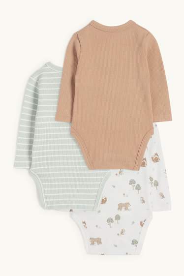 Unisex - Multipack of 3 - woodland animals - wrapover bodysuit - light green