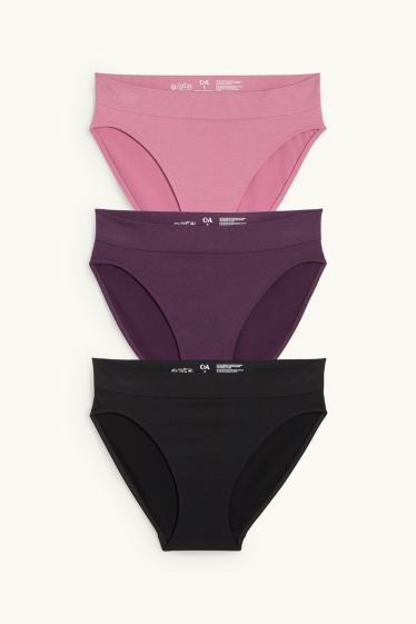 Women - Multipack of 3 - briefs - seamless - violet