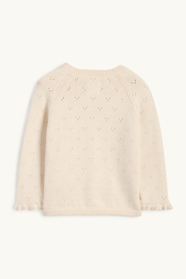 Bebeluși - fete - Cardigan tricotat bebeluși - alb-crem