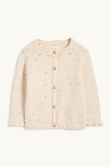 Bebeluși - fete - Cardigan tricotat bebeluși - alb-crem