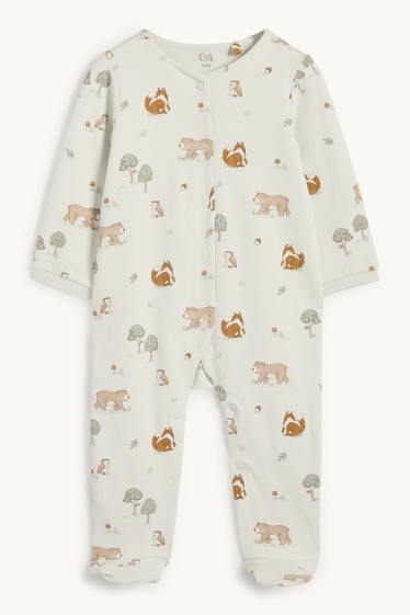Unisex - Bosdieren - babypyjama - mintgroen