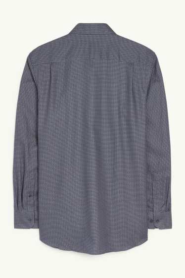 Hommes - Chemise de bureau - regular fit - col kent - sans repassage - à motif - bleu foncé