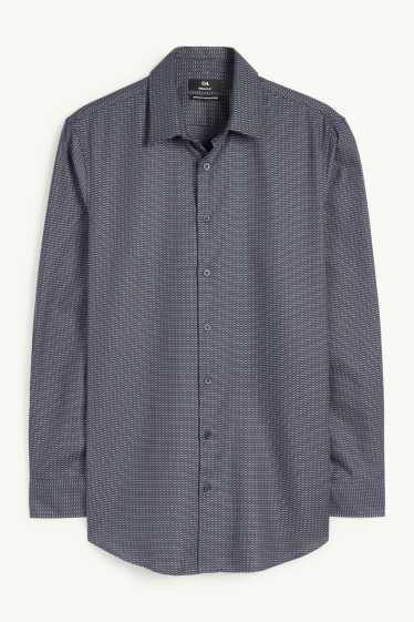 Hommes - Chemise de bureau - regular fit - col kent - sans repassage - à motif - bleu foncé