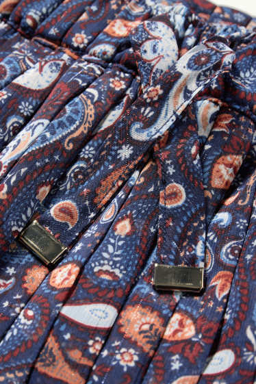 Děti - dívky - Plisovaná sukně - se vzorem - tmavomodrá